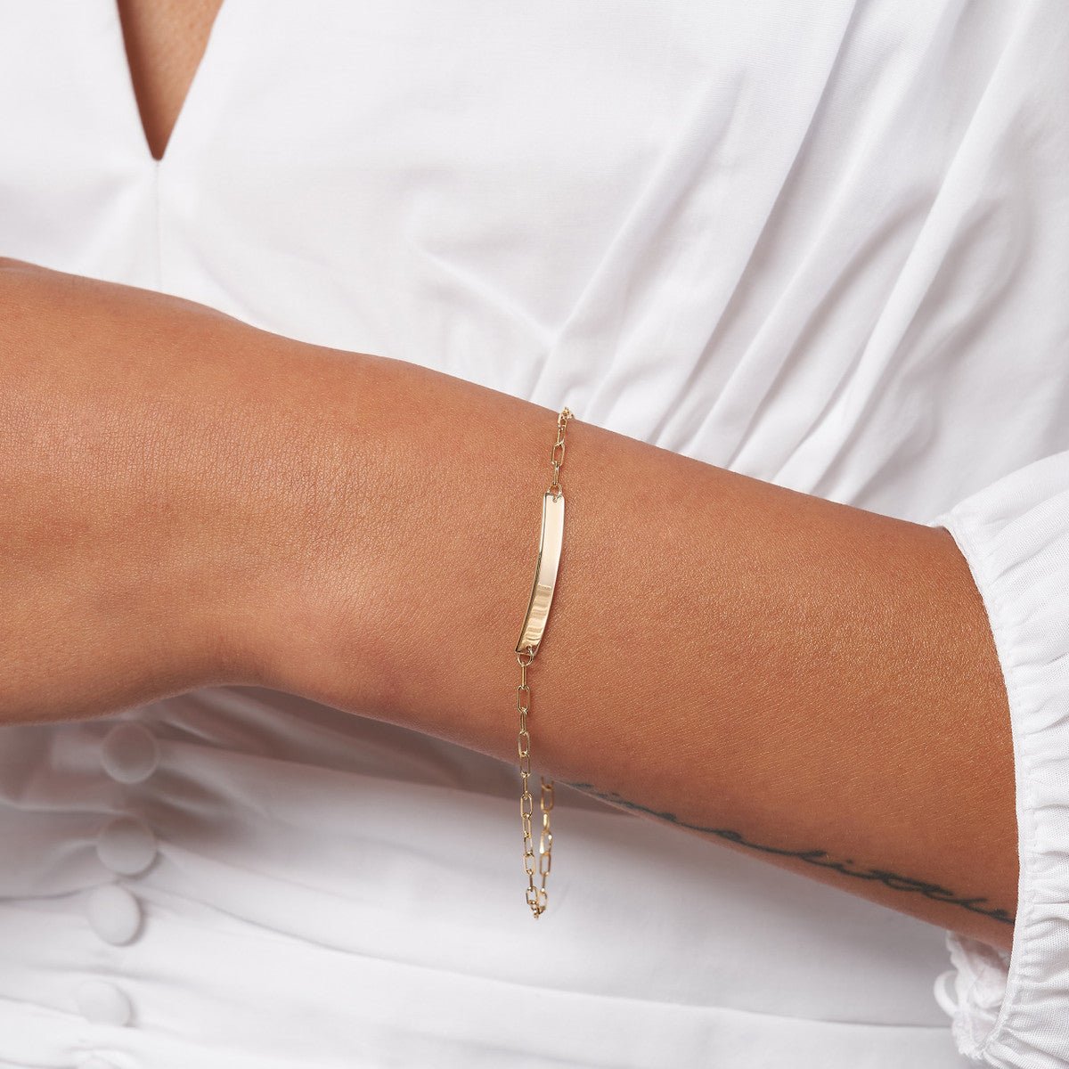14K Gold Kid's ID Bracelet on D/C Long Anchor Chain Birmingham Jewelry Bracelet Birmingham Jewelry 