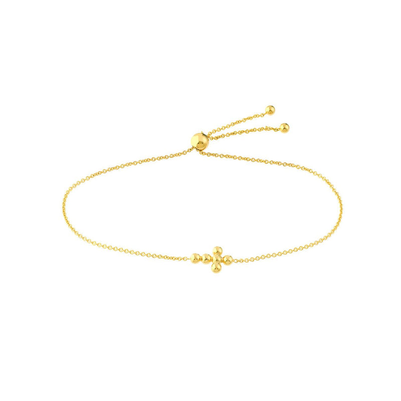 Birmingham Jewelry - 14K Gold Mini Beaded Cross Bolo Bracelet - Birmingham Jewelry