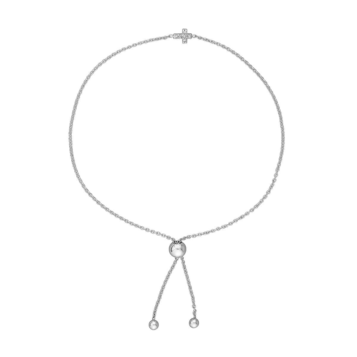 Birmingham Jewelry - 14K Gold Mini Diamond Cross Bolo Bracelet - Birmingham Jewelry