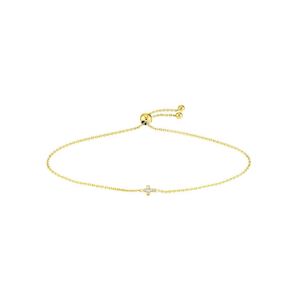 Birmingham Jewelry - 14K Gold Mini Diamond Cross Bolo Bracelet - Birmingham Jewelry