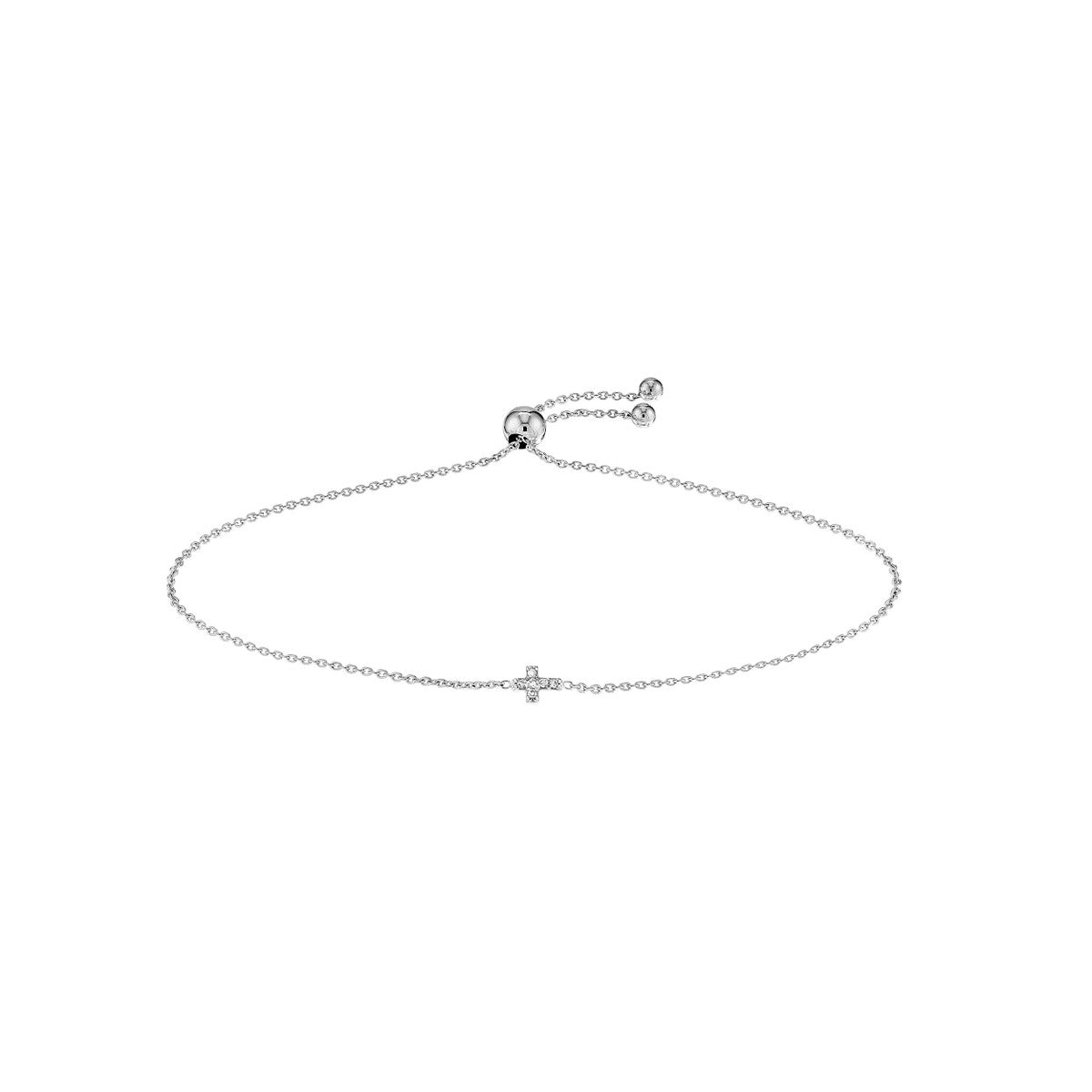 Birmingham Jewelry - 14K Gold Mini Diamond Cross Bolo Bracelet - Birmingham Jewelry