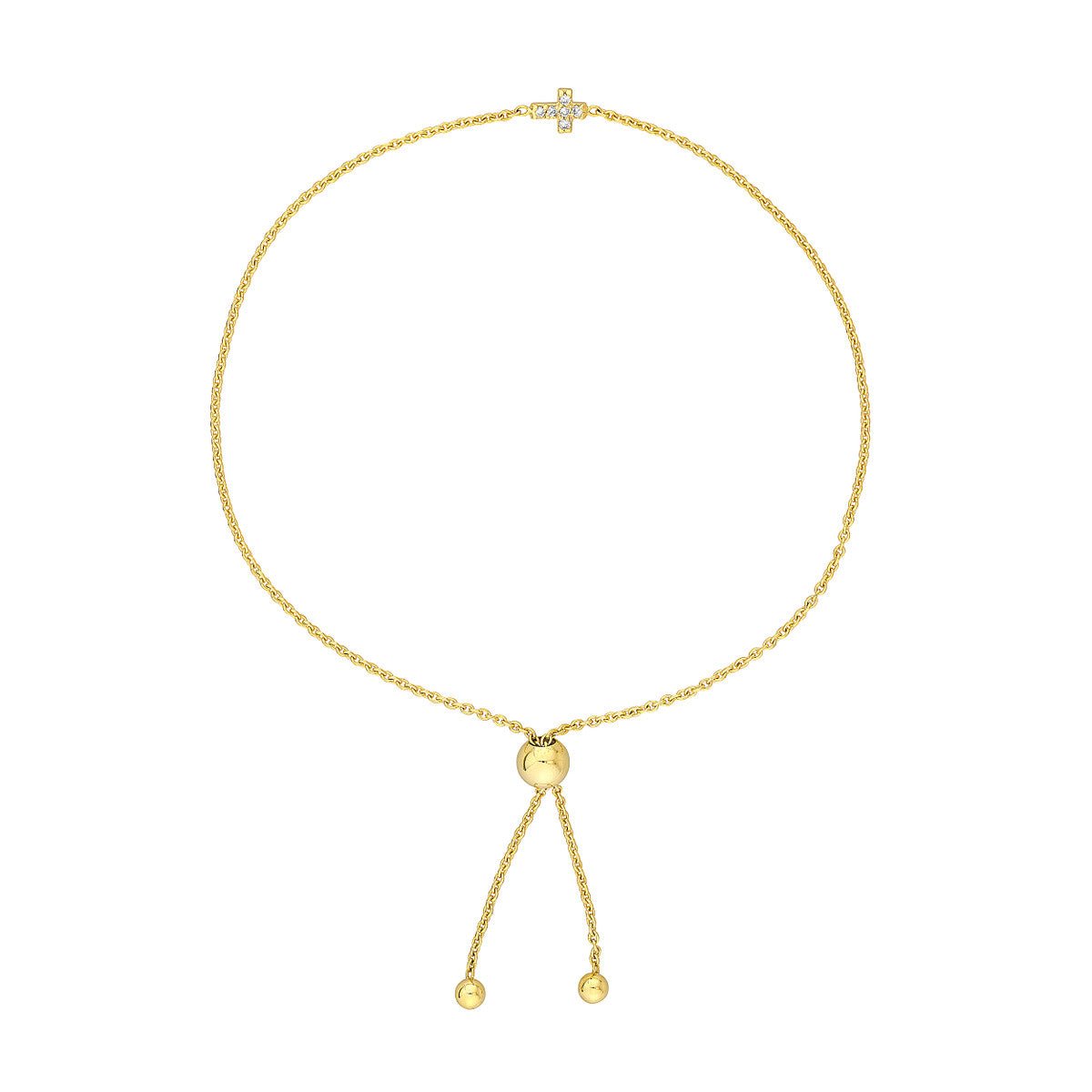 Birmingham Jewelry - 14K Gold Mini Diamond Cross Bolo Bracelet - Birmingham Jewelry