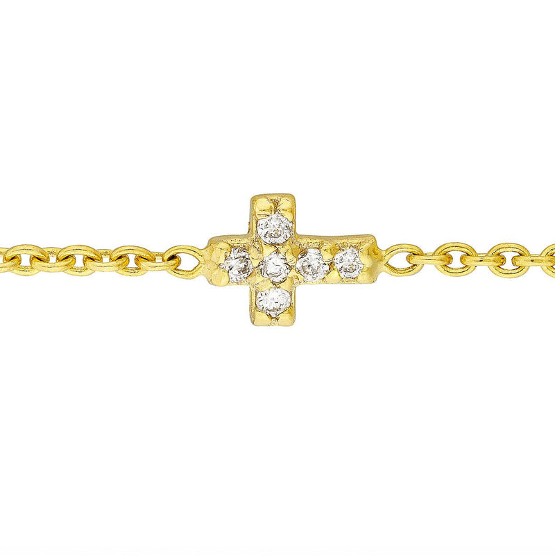 Birmingham Jewelry - 14K Gold Mini Diamond Cross Bolo Bracelet - Birmingham Jewelry