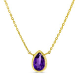 14K Gold Pear Amethyst Birthstone Necklace Birmingham Jewelry Necklace Birmingham Jewelry 