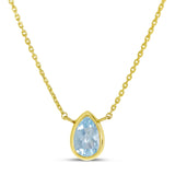 14K Gold Pear Aquamarine Birthstone Necklace Birmingham Jewelry Necklace Birmingham Jewelry 
