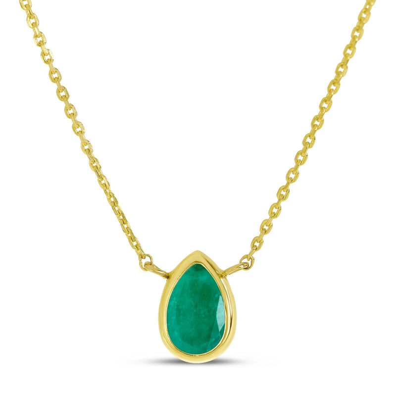 14K Gold Pear Emerald Birthstone Necklace Birmingham Jewelry Necklace Birmingham Jewelry 
