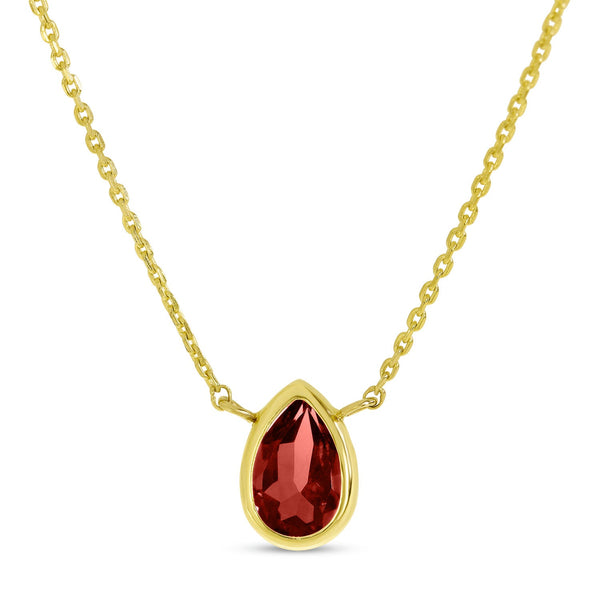 14K Gold Pear Garnet Birthstone Necklace Birmingham Jewelry Necklace Birmingham Jewelry 