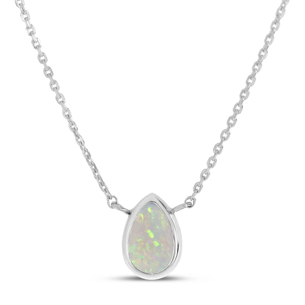 14K Gold Pear Opal Birthstone Necklace Birmingham Jewelry Necklace Birmingham Jewelry 