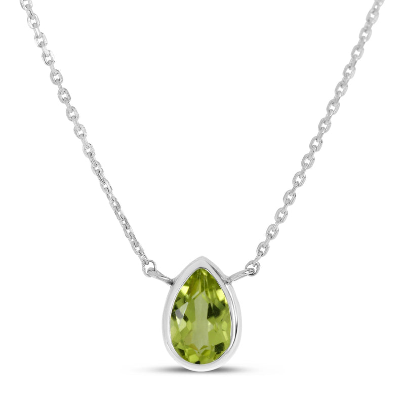 14K Gold Pear Peridot Birthstone Necklace Birmingham Jewelry Necklace Birmingham Jewelry 