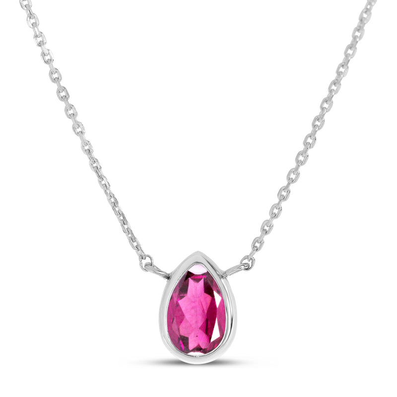 14K Gold Pear Pink Tourmaline Birthstone Necklace Birmingham Jewelry Necklace Birmingham Jewelry 