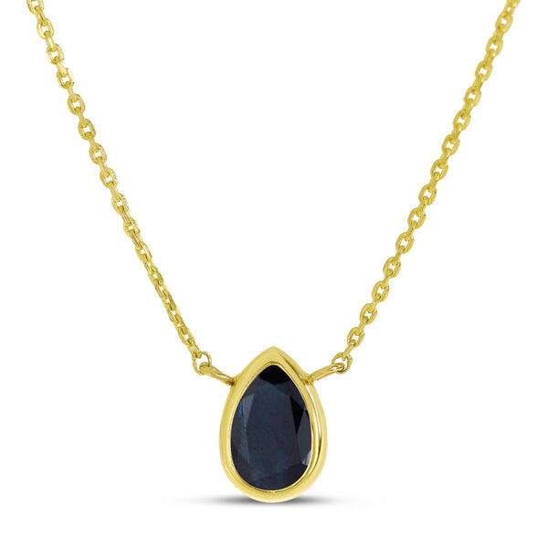 14K Gold Pear Sapphire Birthstone Necklace Birmingham Jewelry Necklace Birmingham Jewelry 