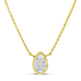 14K Gold Pear White Topaz Birthstone Necklace Birmingham Jewelry Necklace Birmingham Jewelry 