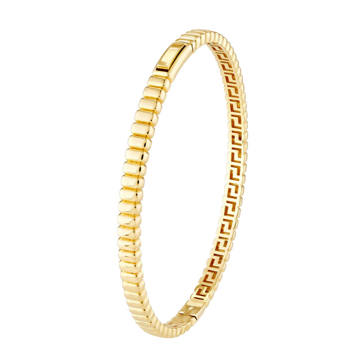 Birmingham Jewelry - 14K Gold Ribbed Hinge Bangle Bracelet - Birmingham Jewelry
