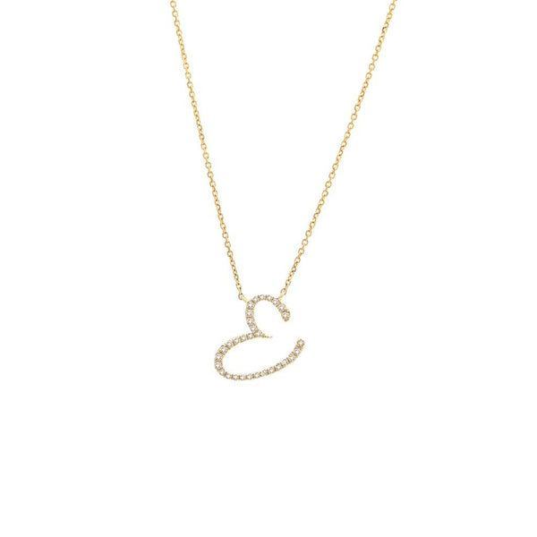 14K Gold Initial "E" Necklace Script Birmingham Jewelry Necklace Birmingham Jewelry 