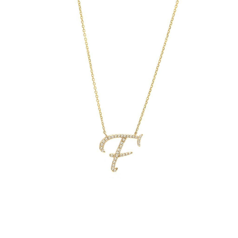 14K Gold Initial "F" Necklace Script Birmingham Jewelry Necklace Birmingham Jewelry 