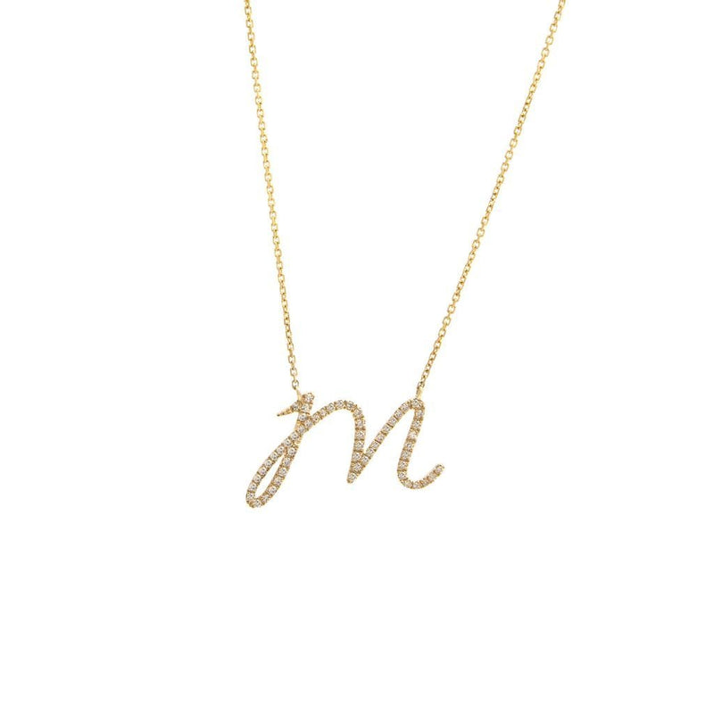 14K White Gold Sideways Diamond Initial M Necklace - Reflections Fine  Jewelry