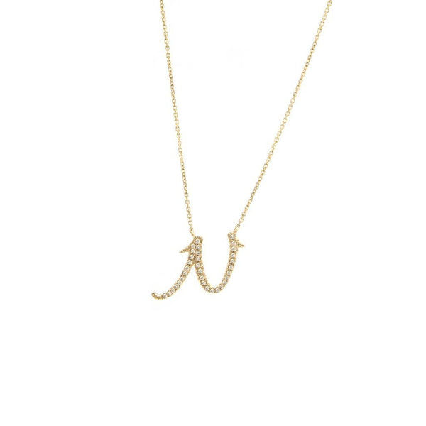 14K Gold Initial "N" Necklace Script Birmingham Jewelry Necklace Birmingham Jewelry 