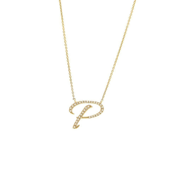 14K Gold Initial "P" Necklace Script Birmingham Jewelry Necklace Birmingham Jewelry 