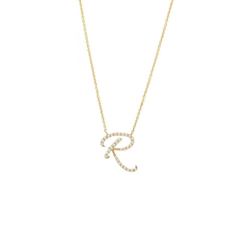 14K Gold Initial "R" Necklace Script Birmingham Jewelry Necklace Birmingham Jewelry 