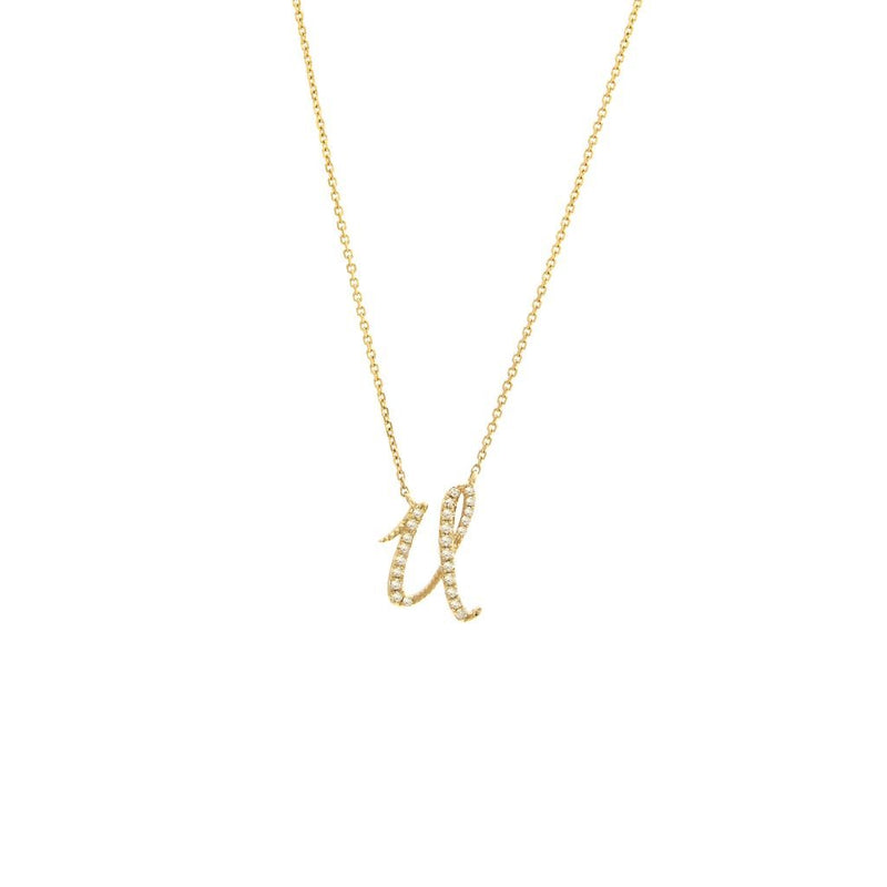14K Gold Initial "U" Necklace Script Birmingham Jewelry Necklace Birmingham Jewelry 