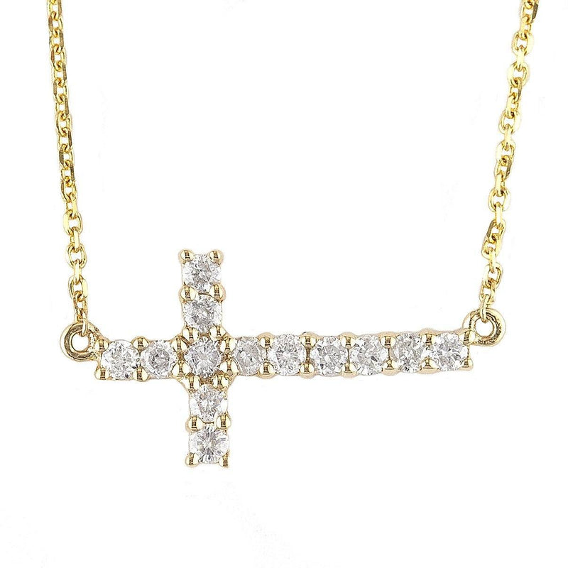 birmingham jewelry 14k gold sideways cross necklace with diamonds necklace