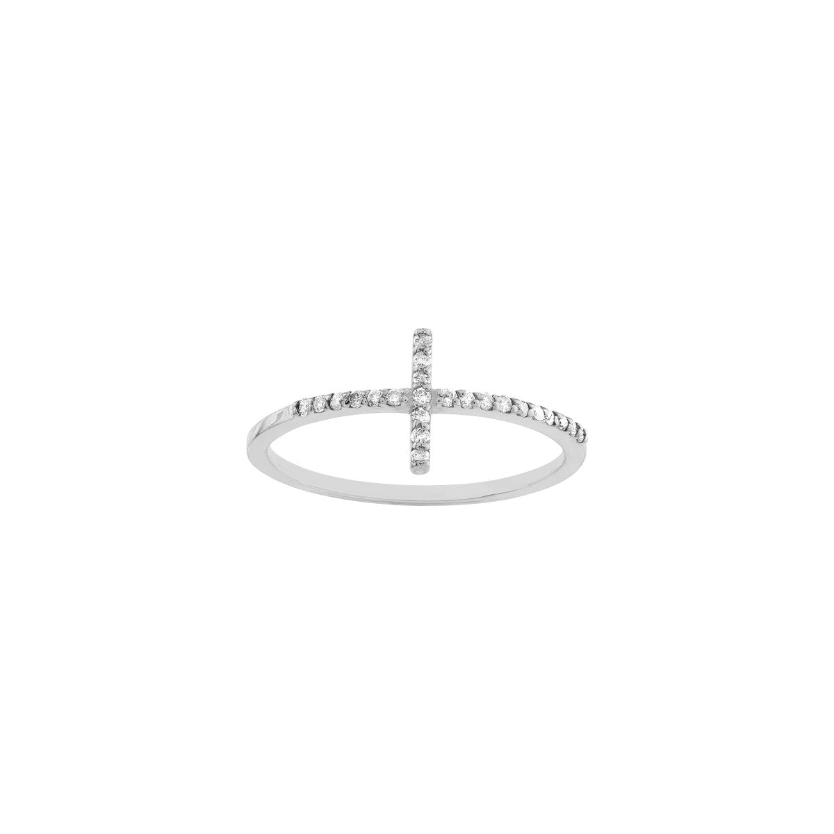 Birmingham Jewelry - 14K Gold Sideways Cross Ring with 0.17ct Diamond - Birmingham Jewelry