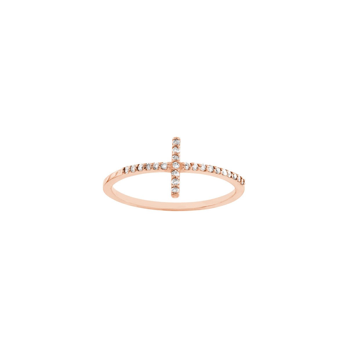 Birmingham Jewelry - 14K Gold Sideways Cross Ring with 0.17ct Diamond - Birmingham Jewelry