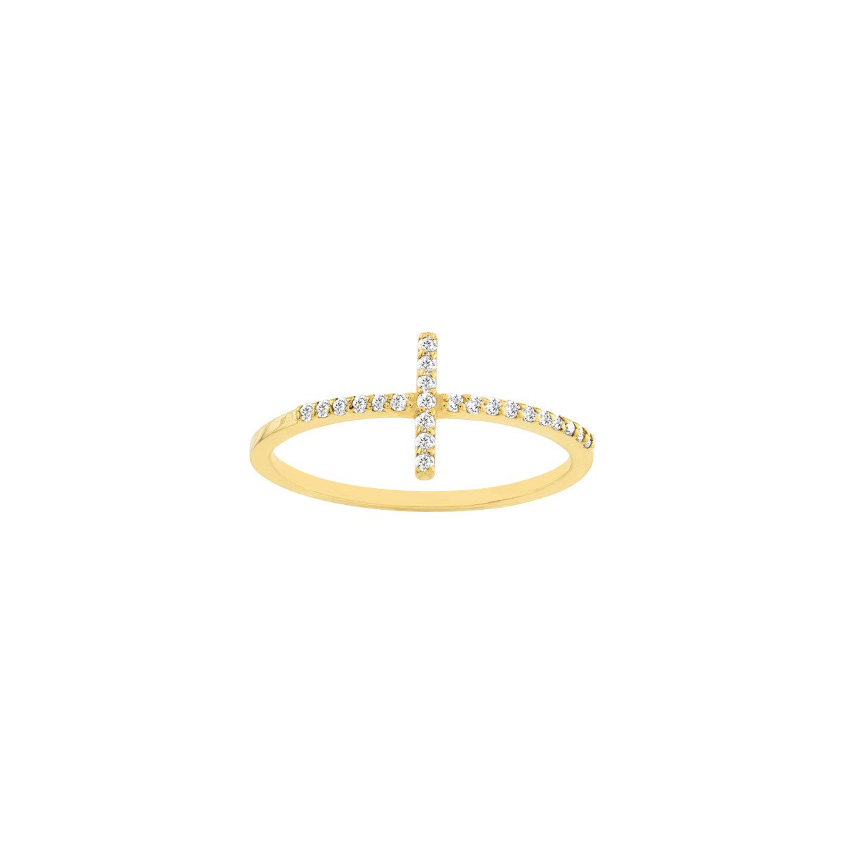 Birmingham Jewelry - 14K Gold Sideways Cross Ring with 0.17ct Diamond - Birmingham Jewelry