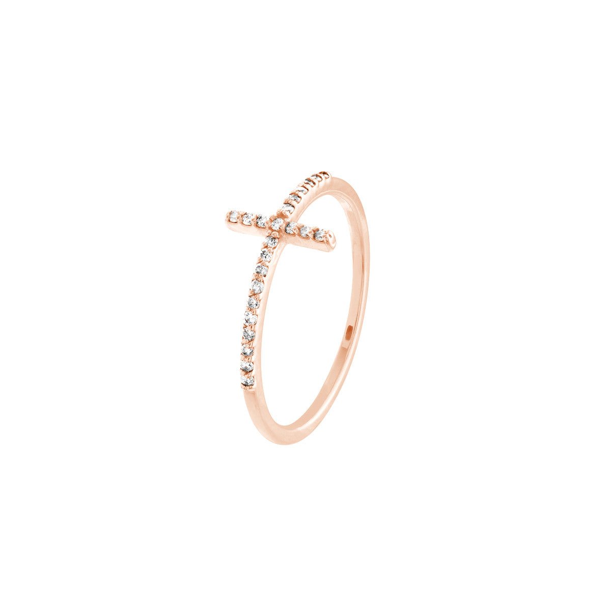 Birmingham Jewelry - 14K Gold Sideways Cross Ring with 0.17ct Diamond - Birmingham Jewelry