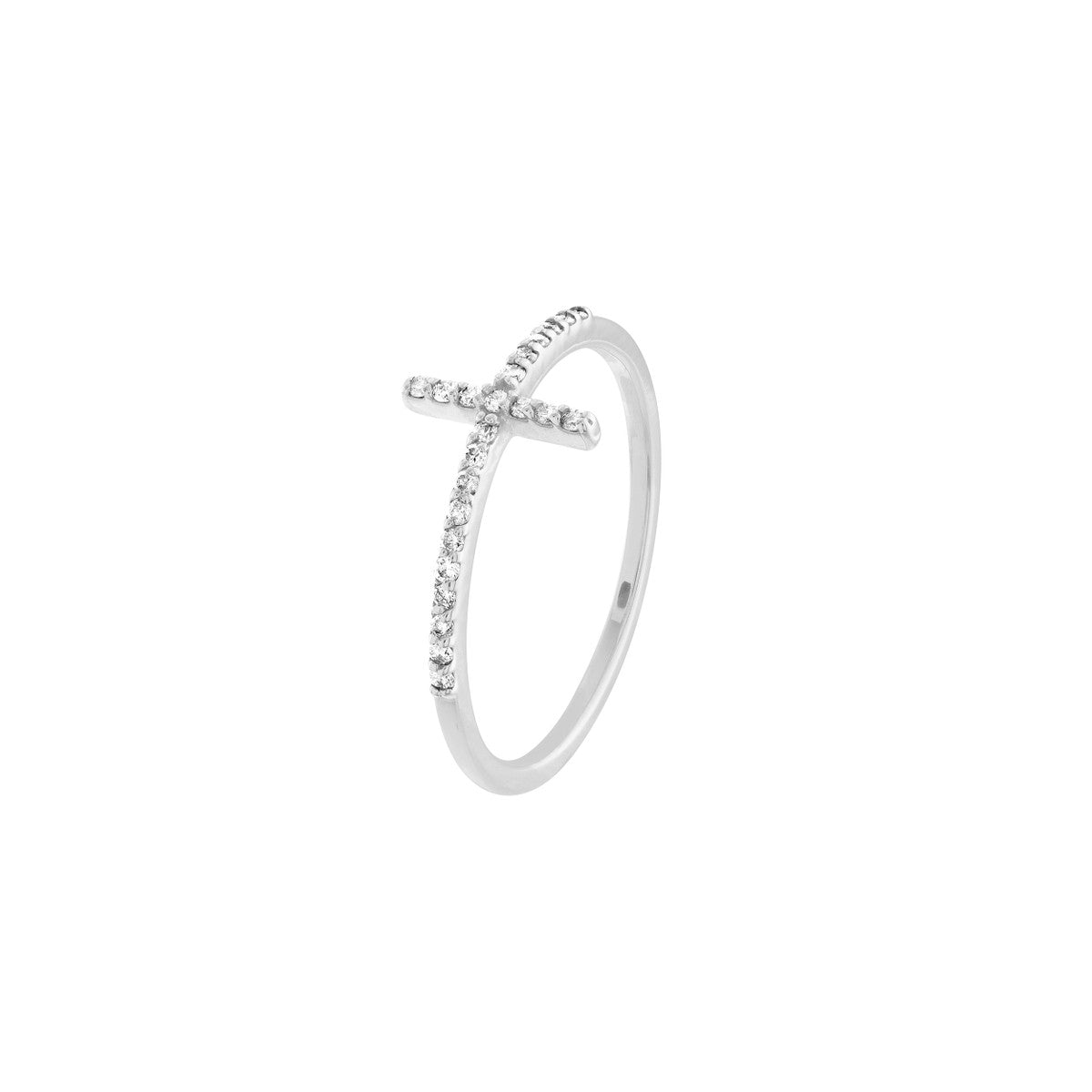 Birmingham Jewelry - 14K Gold Sideways Cross Ring with 0.17ct Diamond - Birmingham Jewelry