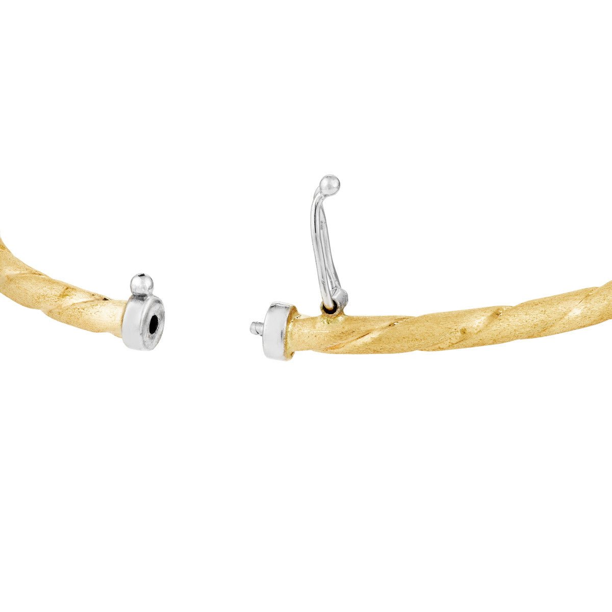 Birmingham Jewelry - 14K Gold Two-Tone Twisted Brushed Hinged Bangle - Birmingham Jewelry