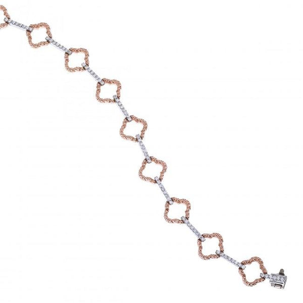 14k Rose and White Gold Clover Fashion Bracelet Birmingham Jewelry Bracelet Birmingham Jewelry 