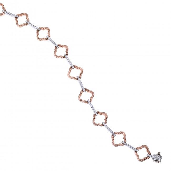 14k Rose and White Gold Clover Fashion Bracelet Birmingham Jewelry Bracelet Birmingham Jewelry 