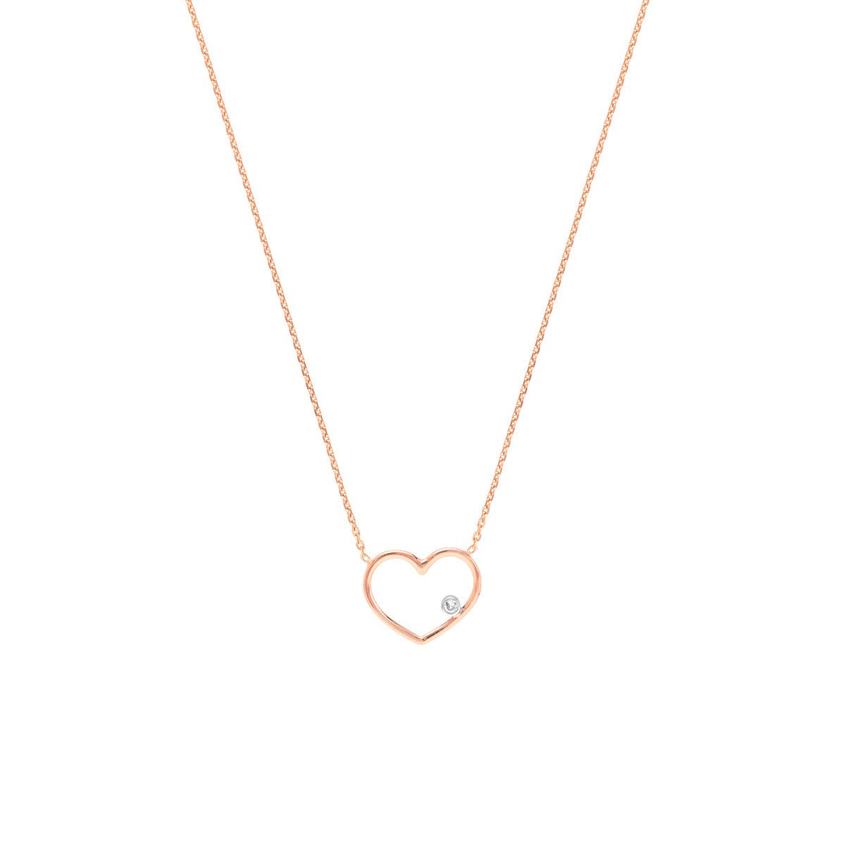 Birmingham Jewelry - 14K Rose And White Gold Open Wire Heart with Diamond Necklace - Birmingham Jewelry