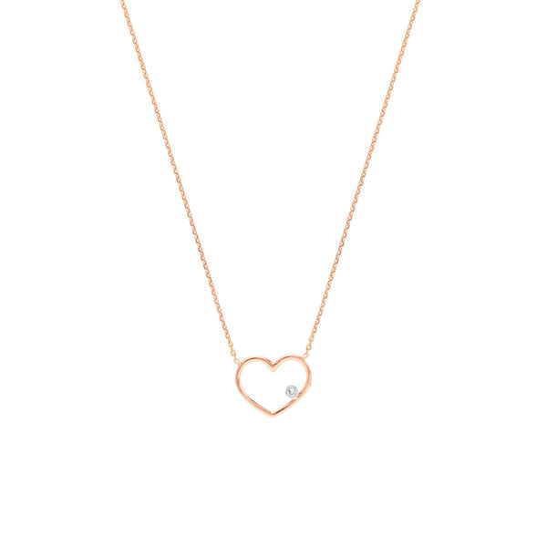 Birmingham Jewelry - 14K Rose And White Gold Open Wire Heart with Diamond Necklace - Birmingham Jewelry