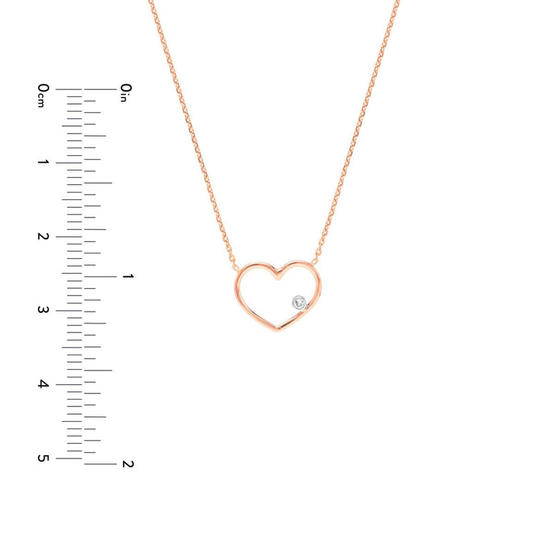 Birmingham Jewelry - 14K Rose And White Gold Open Wire Heart with Diamond Necklace - Birmingham Jewelry