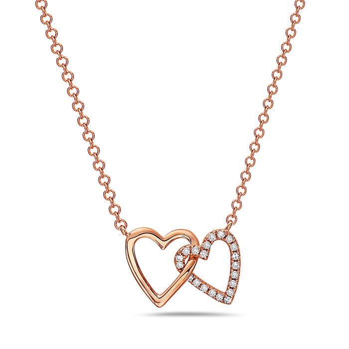 14K Rose Gold Intertwined Hearts Diamond Pendant Birmingham Jewelry Necklace Birmingham Jewelry 