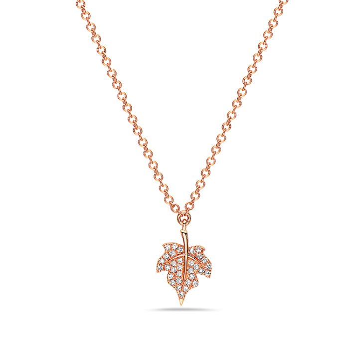 14K Rose Gold Leaf Diamond Pendant Birmingham Jewelry Necklace Birmingham Jewelry 