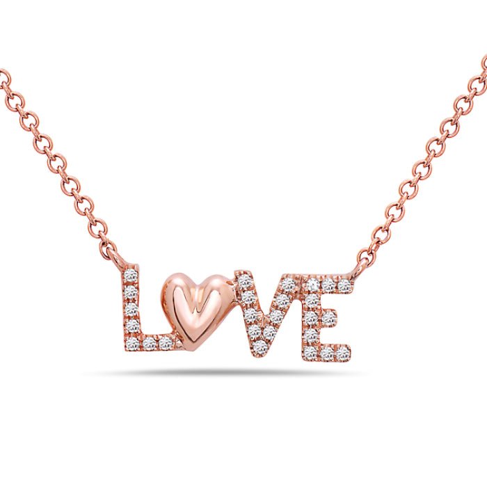 14K Rose Gold Love and Heart Diamond Necklace Birmingham Jewelry Necklace Birmingham Jewelry 