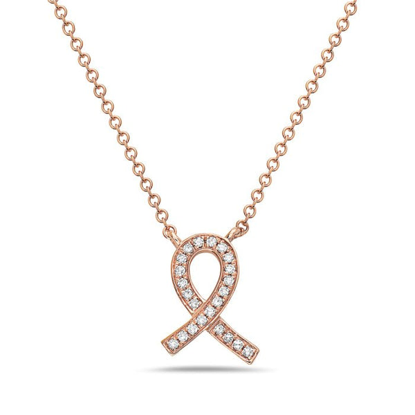 14K Rose Gold Ribbon Diamond Necklace Birmingham Jewelry Necklace Birmingham Jewelry 