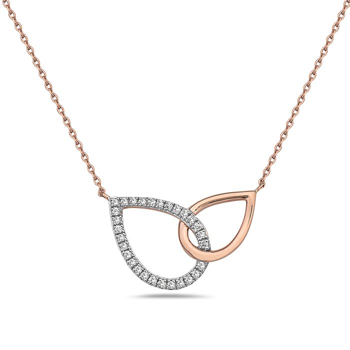 Birmingham Jewelry - 14K Rose Gold Teardrop Shape Diamond Necklace - Birmingham Jewelry