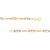 Birmingham Jewelry - 14K Tri-Color Gold Heart and Bar Stampato Bracelet - Birmingham Jewelry