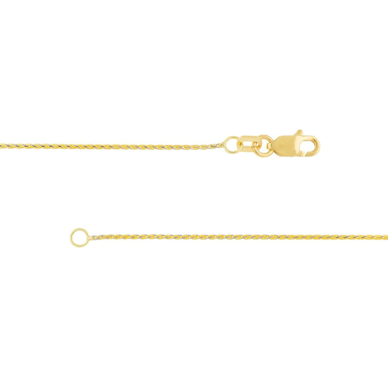 14K Two-Tone Gold 0.85mm Pave Wheat Chain with Lobster Lock Birmingham Jewelry Chain Birmingham Jewelry 