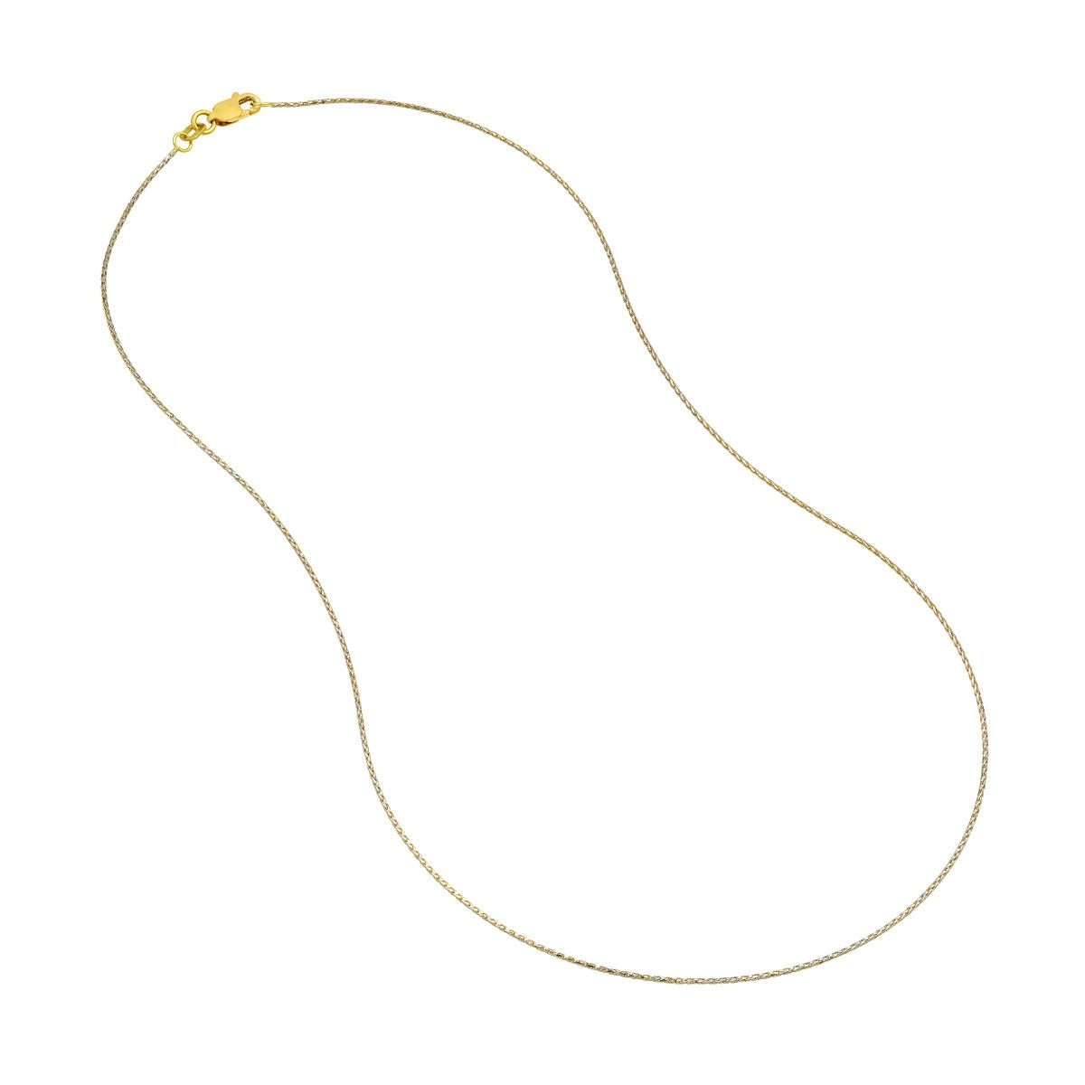 14K Two-Tone Gold 0.85mm Pave Wheat Chain with Lobster Lock Birmingham Jewelry Gold Chain Birmingham Jewelry 