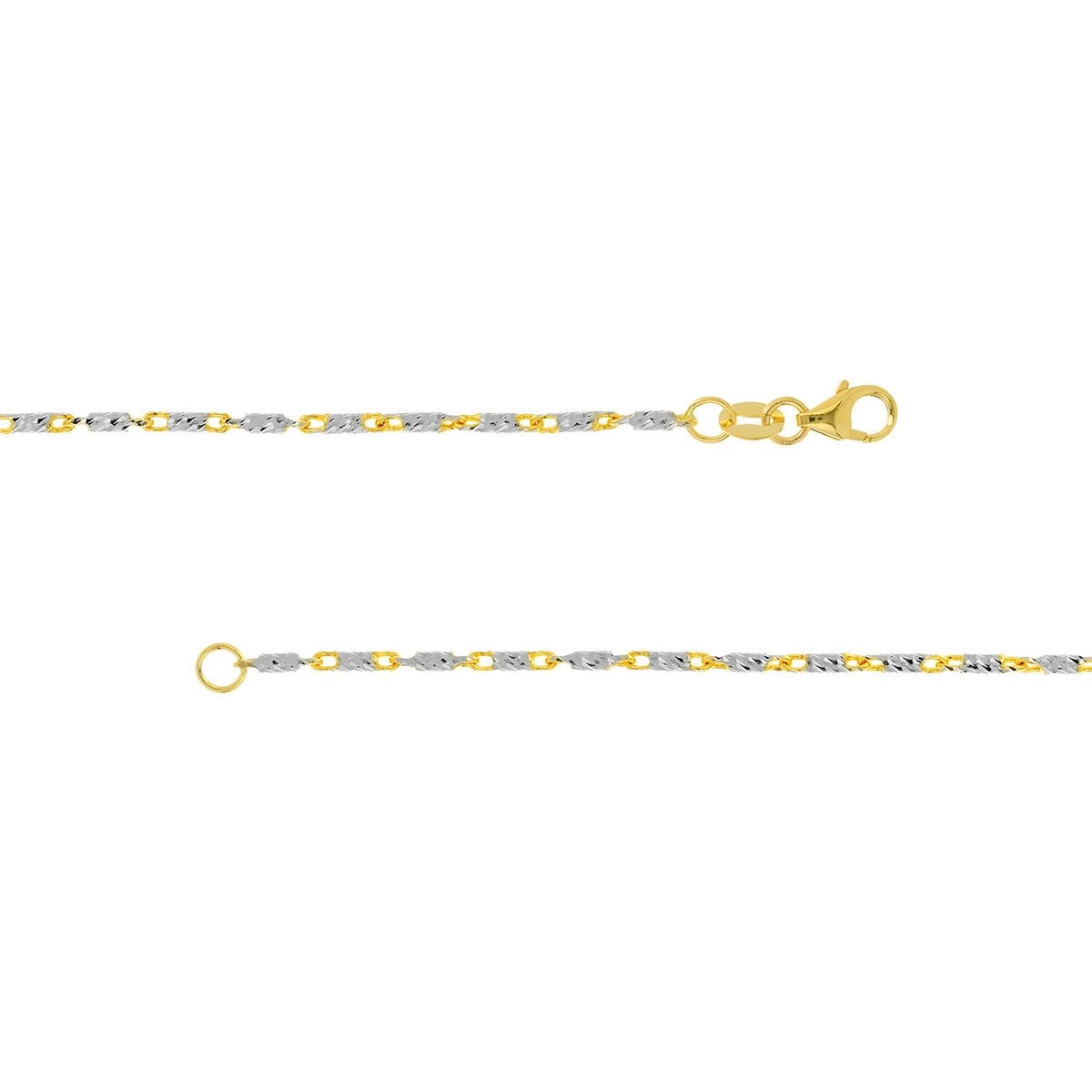 14K Two-Tone Gold 1.50mm Brilliant-Cut Chain Birmingham Jewelry Gold Chain Birmingham Jewelry 