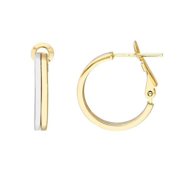 Birmingham Jewelry - 14K Two-Tone Gold 18mm Omega Back Earrings - Birmingham Jewelry
