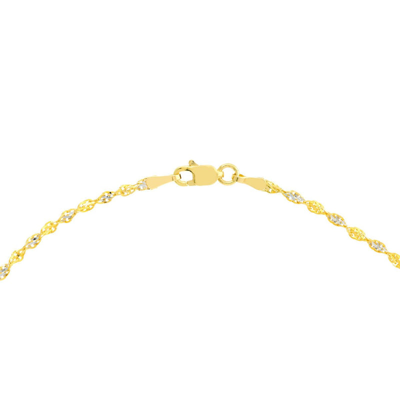 Birmingham Jewelry - 14K Two-Tone Gold 2.10mm Dorica Chain with Lobster Lock Anklet - Birmingham Jewelry