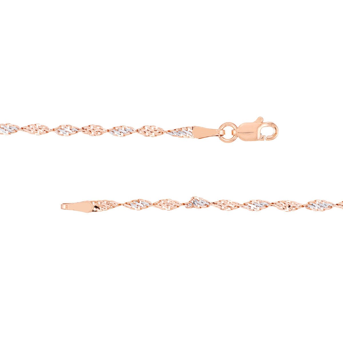 14K Two-Tone Gold 2.10mm Rose/White Dorica Chain Birmingham Jewelry Chain Birmingham Jewelry 