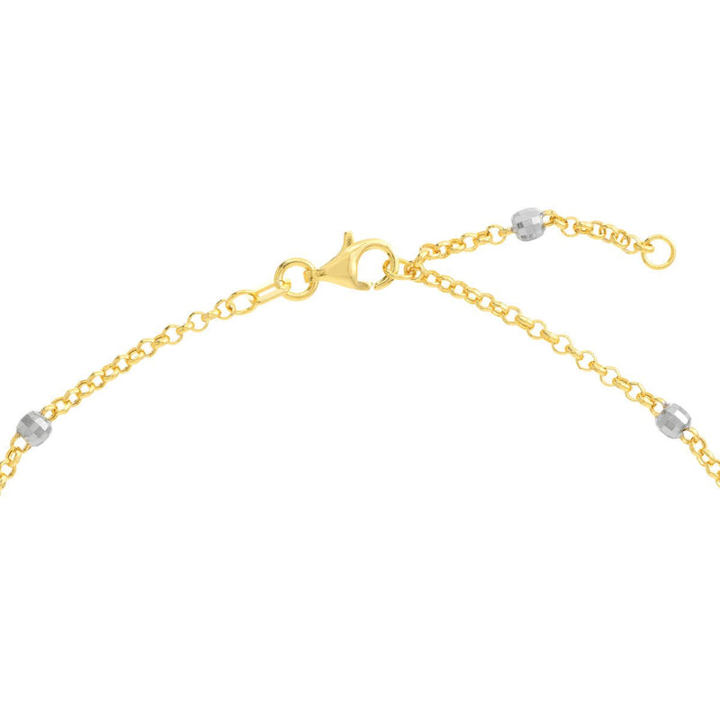 Birmingham Jewelry - 14K Two-Tone Gold 3mm Disco Bead Rolo Chain Anklet - Birmingham Jewelry