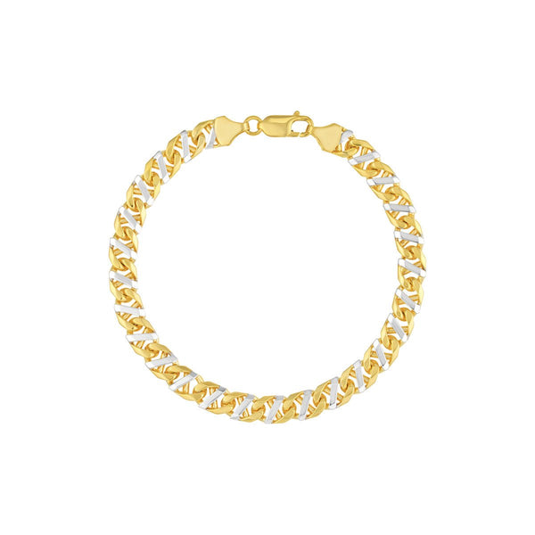 Birmingham Jewelry - 14K Two-tone Gold 7.00mm Men's Mariner Chain Bracelet - Birmingham Jewelry